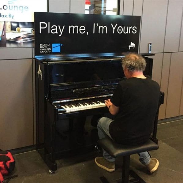 Public piano in Charleroi, Hainaut, Belgium