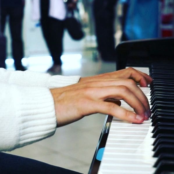 Public piano in Halle (Saale), Saxony-Anhalt, Germany