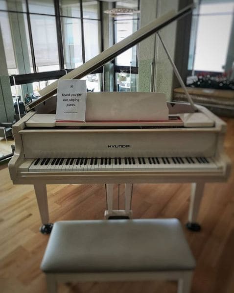 Public piano in Rhodes, Aegean, Greece