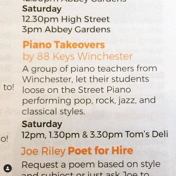 Public piano in Winchester, England, United Kingdom