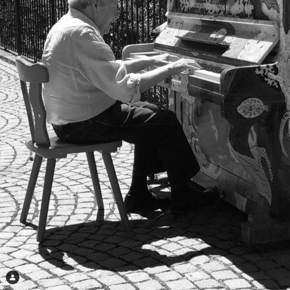 Public piano in Cologny, Geneva, Switzerland