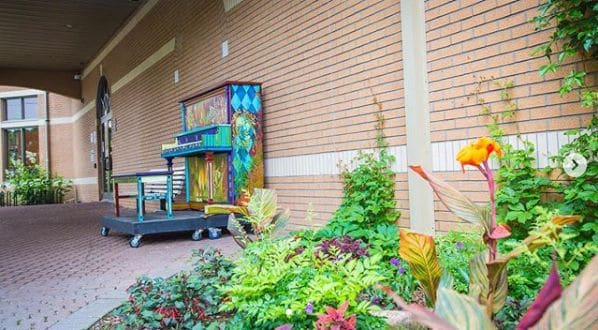 Public piano in Arthabaska, Quebec, Canada