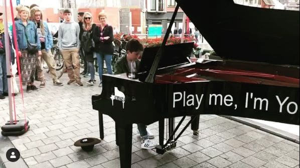 Public piano in Kortrijk, West Flanders, Belgium