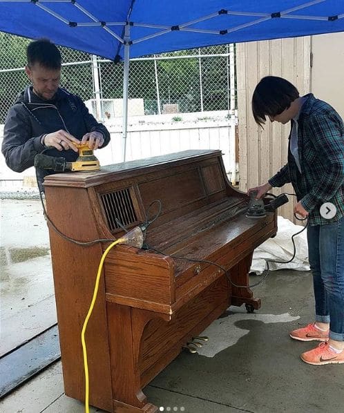 Public piano in Edmonton, Alberta, Canada