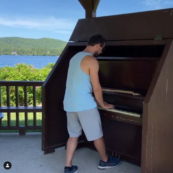 Public piano in Les Pays-d'en-Haut, Quebec, Canada