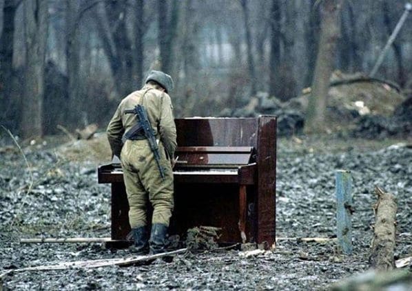 Public piano in Groznensky District, Chechen Republic, Russia
