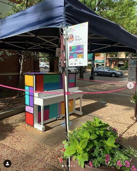 Photo of Downtown Fort Collins at 141, West Mountain Avenue, Fort Collins, Larimer County, Colorado, 80524, United States. Piano Forte by returning artist Jane Glotzer is an \