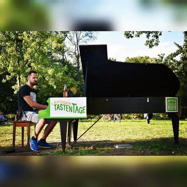 Public piano in Leipzig, Saxony, Germany