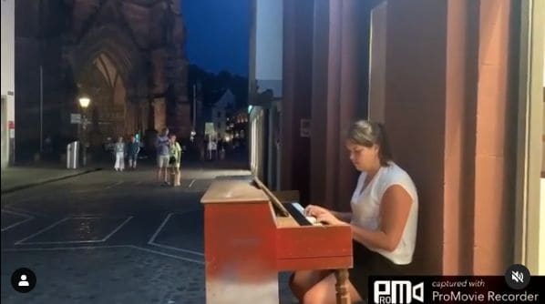 Public piano in Freiburg im Breisgau, Baden-Württemberg, Germany