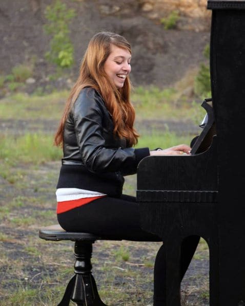 Public piano in Jarov u Berouna, Central Bohemia, Czechia