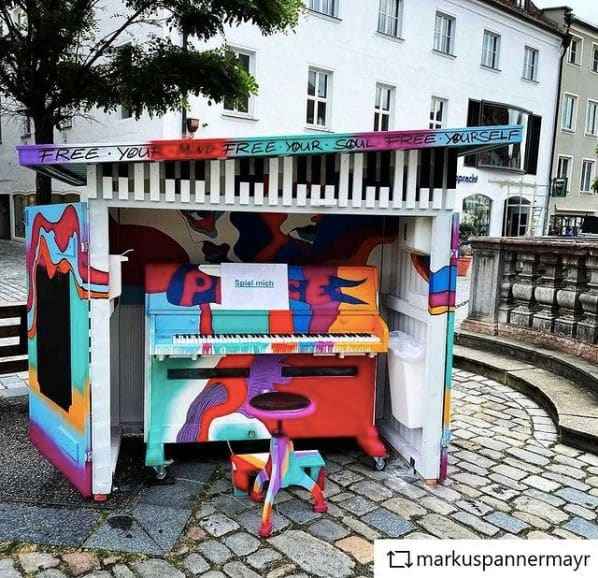 Public piano in Unteröbling, Bavaria, Germany