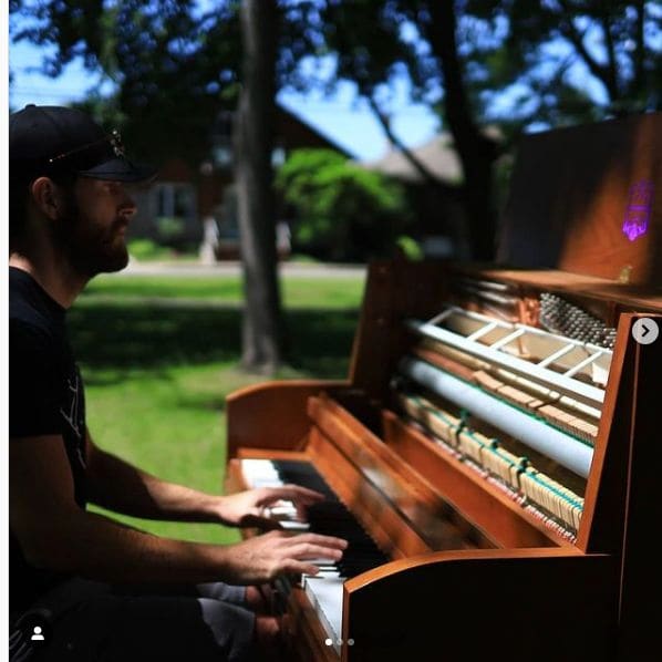 Public piano in Trois-Rivières, Quebec, Canada