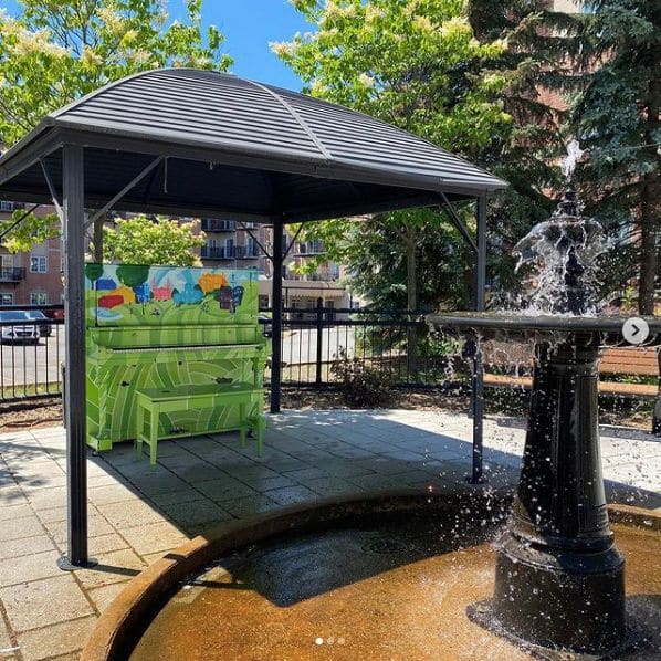 Public piano in Deux-Montagnes, Quebec, Canada