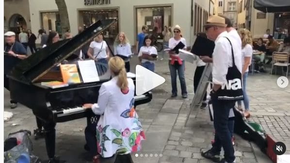 Public piano in Inselstadt, Bavaria, Germany