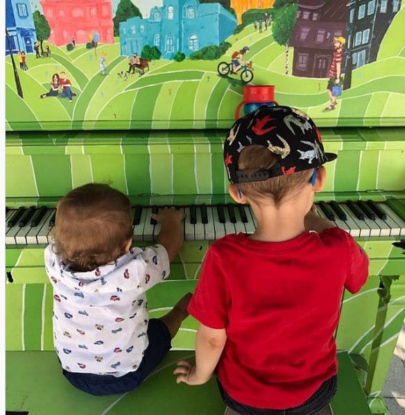 Public piano in Deux-Montagnes, Quebec, Canada