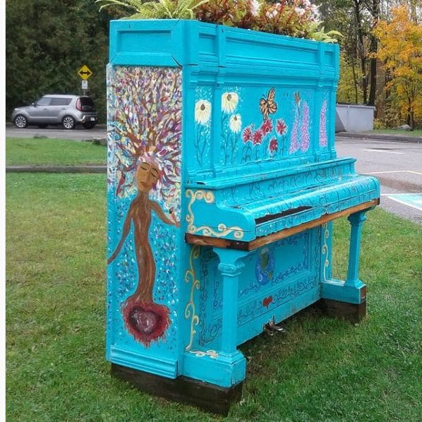 Public piano in Papineau, Quebec, Canada
