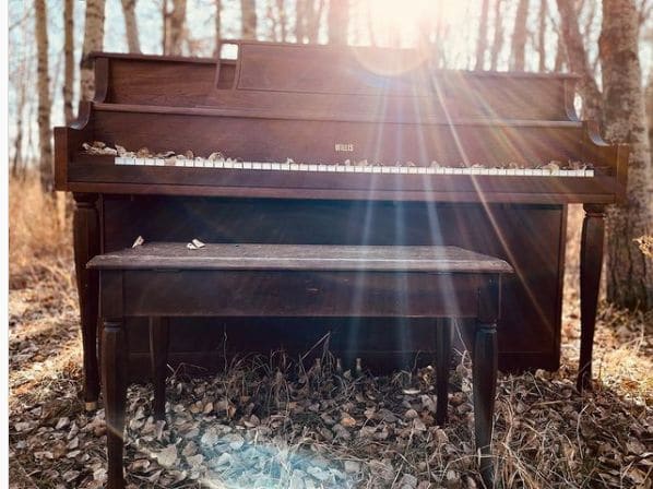 Public piano in Rocky View County, Alberta, Canada