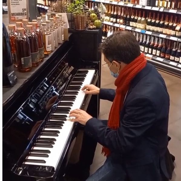 Public piano in Bielefeld, North Rhine-Westphalia, Germany