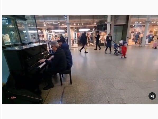Public piano in City of London, England, United Kingdom