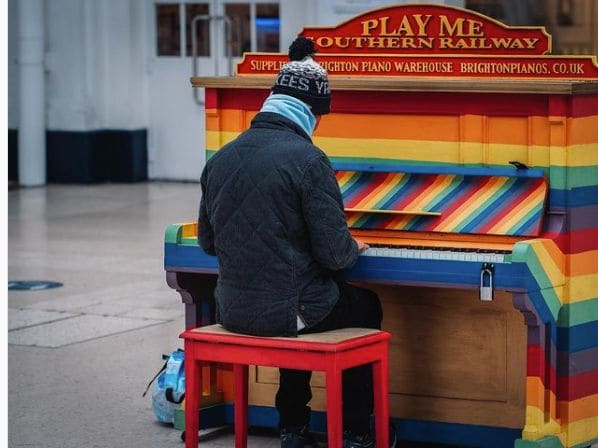 Public piano in Brighton, England, United Kingdom
