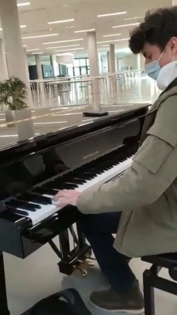 Public piano in Kortrijk, West Flanders, Belgium