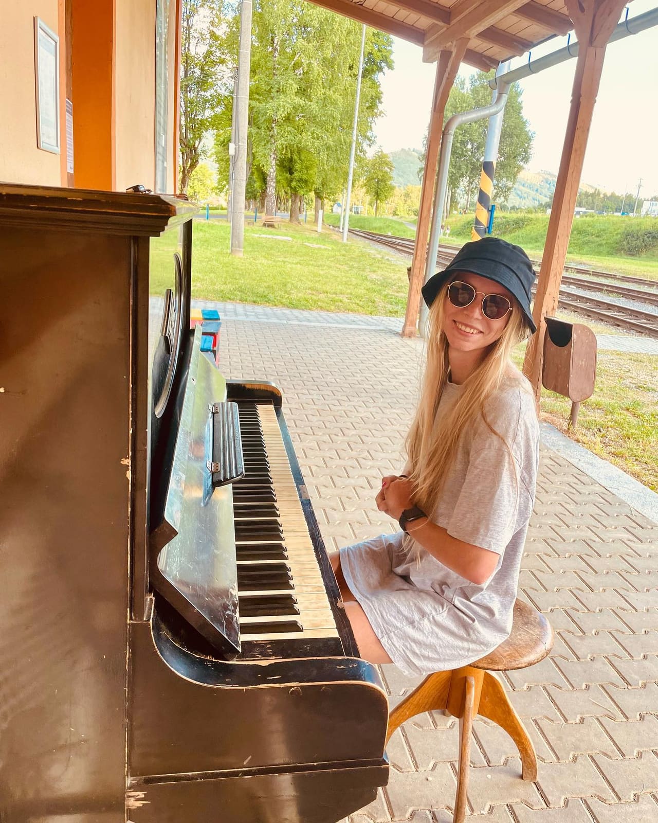 Public piano in Olomouc Region, Central Moravia, Czechia