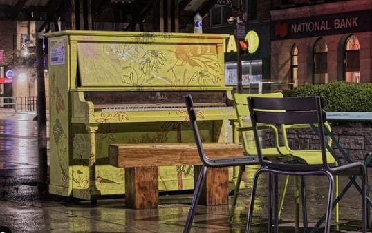 Public piano in Barrie, Ontario, Canada