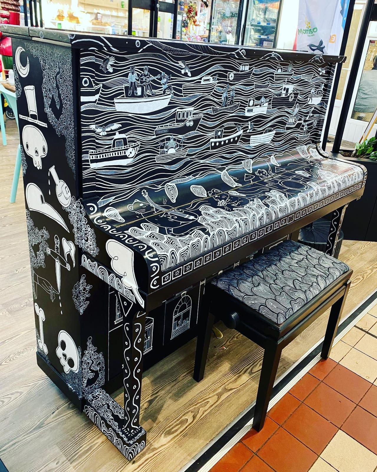 Public piano in Swansea, Wales, United Kingdom
