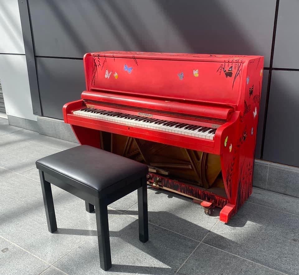 Public piano in Warwickshire, England, United Kingdom