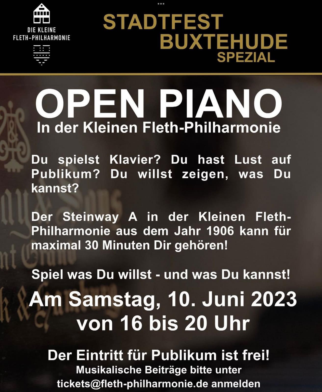 Public piano in Stade, Lower Saxony, Germany