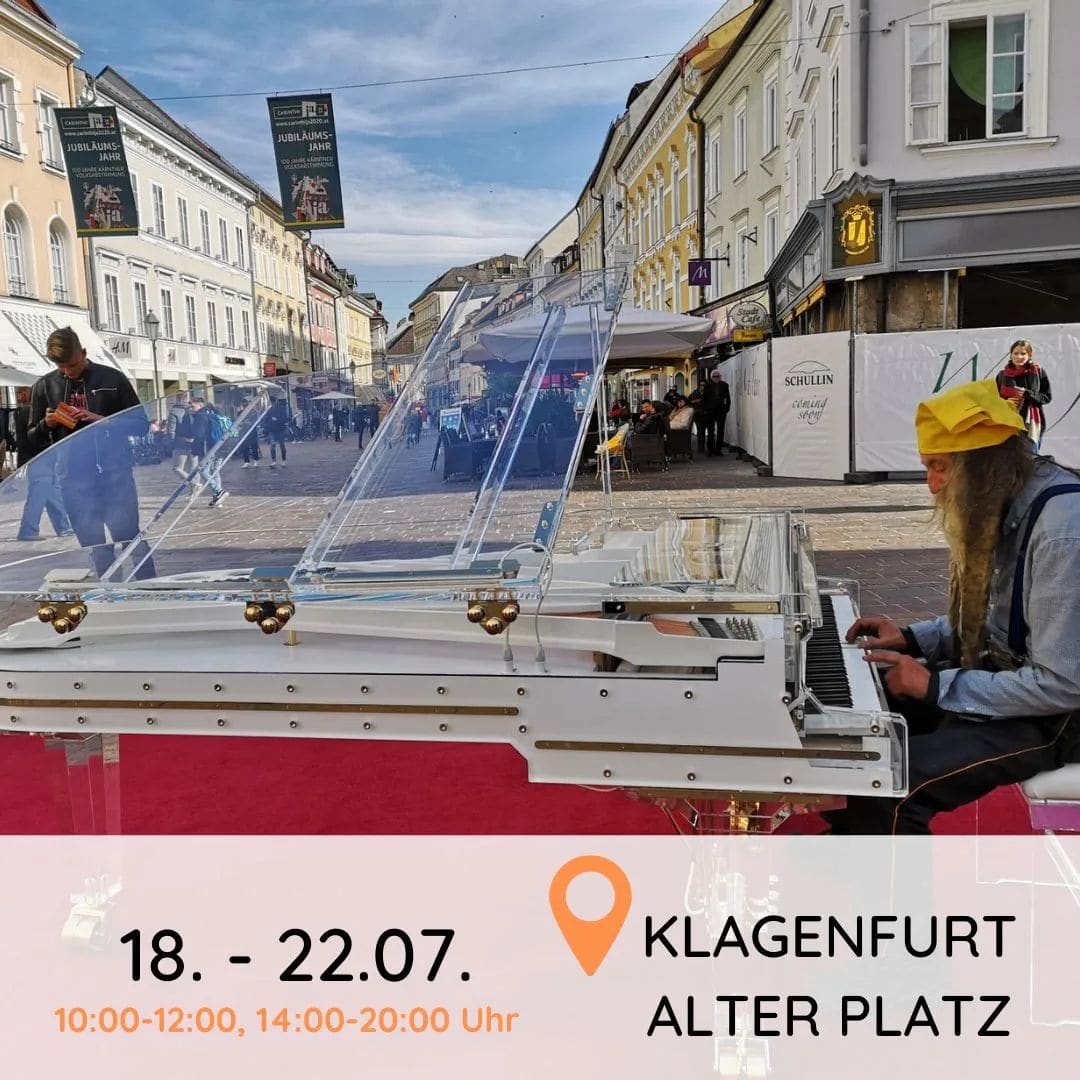 Public piano in Klagenfurt, Carinthia, Austria
