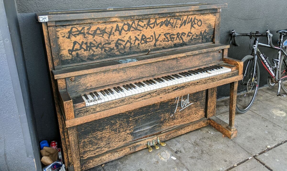 A public piano on a Seattle street
