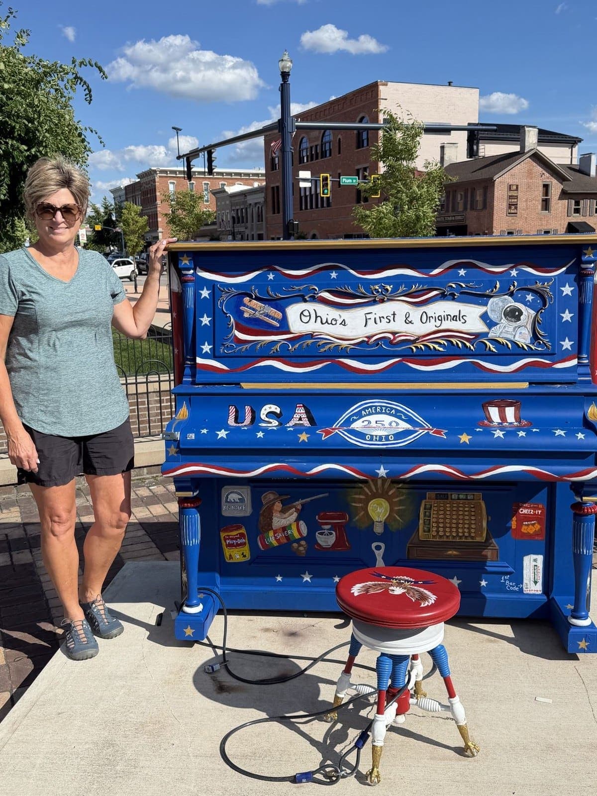 Photo of Ohio — First and Best at 201 W Main St, Troy, OH 45373. Painted Piano Project unit at Miami County Courthouse Plaza; publicly playable…