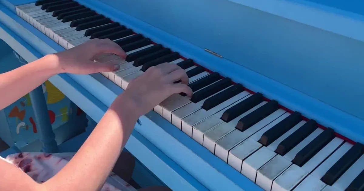 Photo of Public Piano — Rivière-des-Prairies at Boulevard Armand-Bombardier at Boulevard Perras, Montréal, QC H1E 1H9. Parc Armand-Bombardier; daily afternoon/evening subject to…