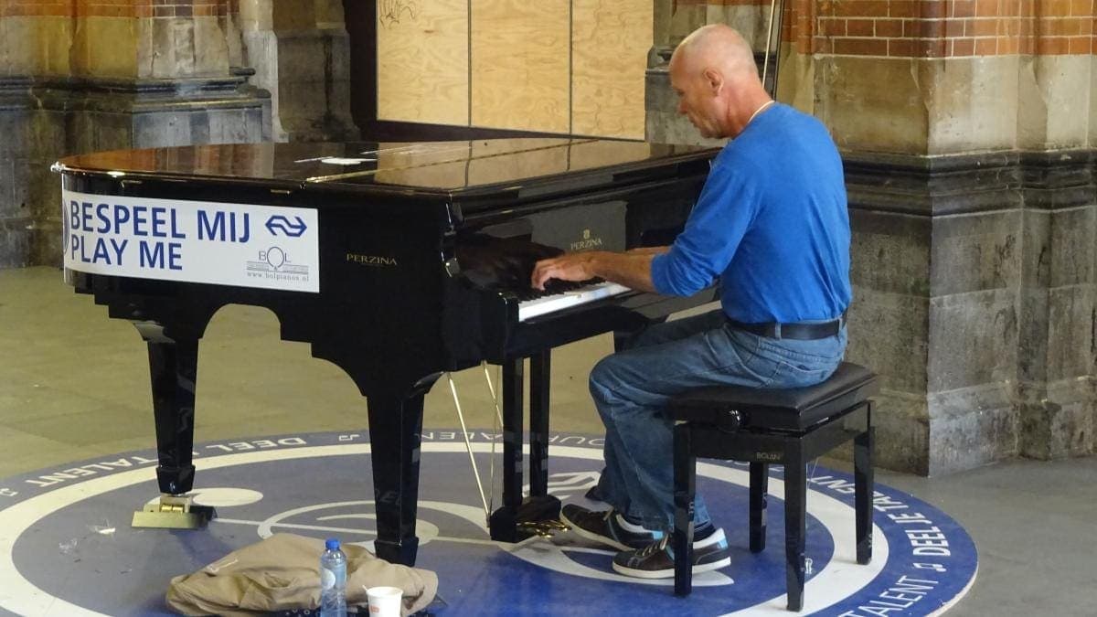 Public piano in Amsterdam, North Holland, Netherlands