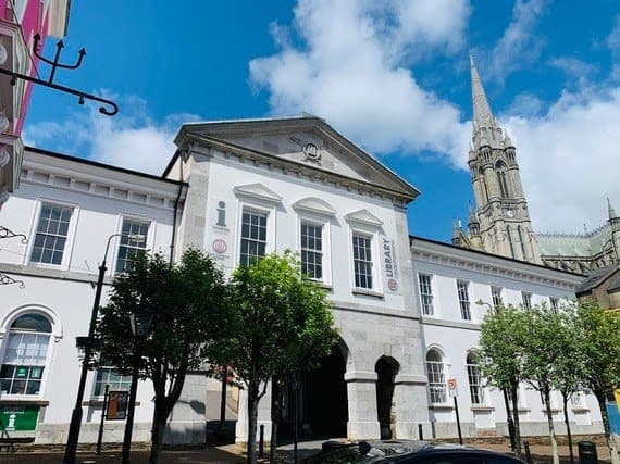 Photo of Cobh Library public piano at Cobh Library, Arch Building, Casement Square, Cobh P24 Y621, Ireland. A piano inside Cobh Library available as part of the library’s public…