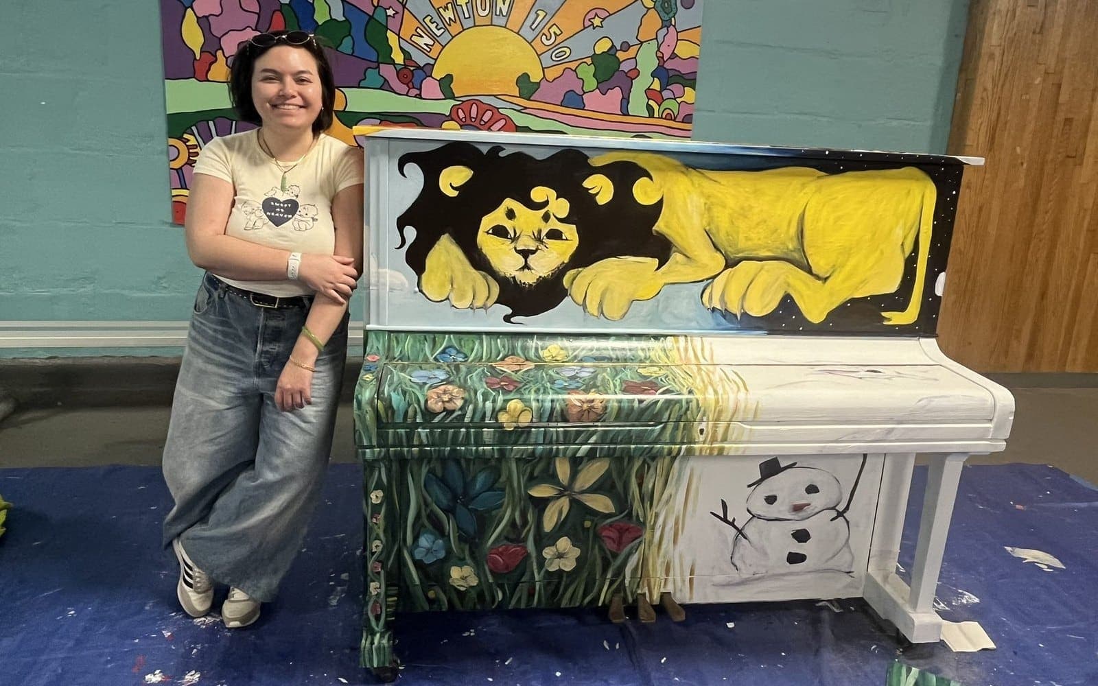 Public piano in Newton, Massachusetts, United States