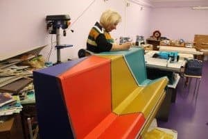 Photo of Ventspils Bus Station public piano at Ventspils autoosta, Kuldīgas iela 5, Ventspils LV-3601, Latvia. A painted piano in the bus-station waiting hall that anyone may…