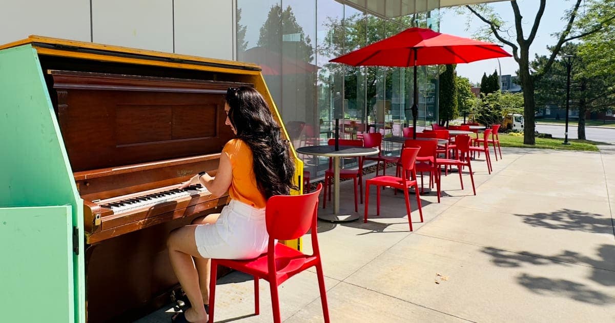 Photo of Public Piano — Bibliothèque de Pierrefonds at 13555, Boulevard de Pierrefonds, Pierrefonds-Roxboro, Montréal, Agglomération de Montréal, Montréal (région…