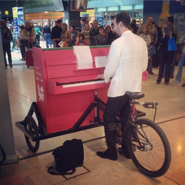 Public piano in Milan, Lombardy, Italy