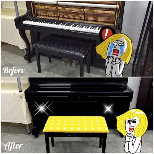 Photo of Oxley Bizhub 2 Singapore at Oxley Bizhub 2, 62, Ubi Road 1, Geylang, Southeast, 408734, Singapore. Channeling our inner Martha Stewart and upholstered a well-used piano…