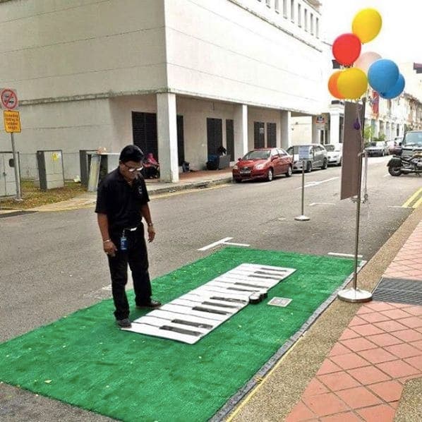 Photo of Aliwal Arts Centre at Aliwal Arts Centre, 30;28, Aliwal Street, Rochor, Central, 198985, Singapore. And our adventurous security guard gives it a go! 👣🎹