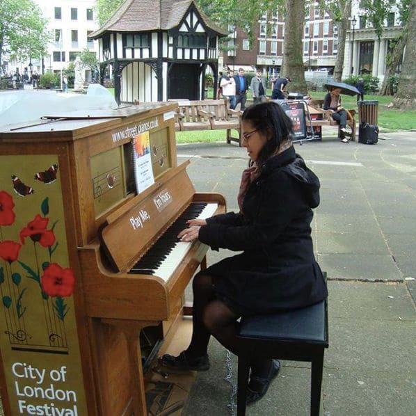 Public piano in Westminster, England, United Kingdom