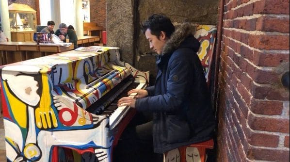 Public piano in Boston, Massachusetts, United States