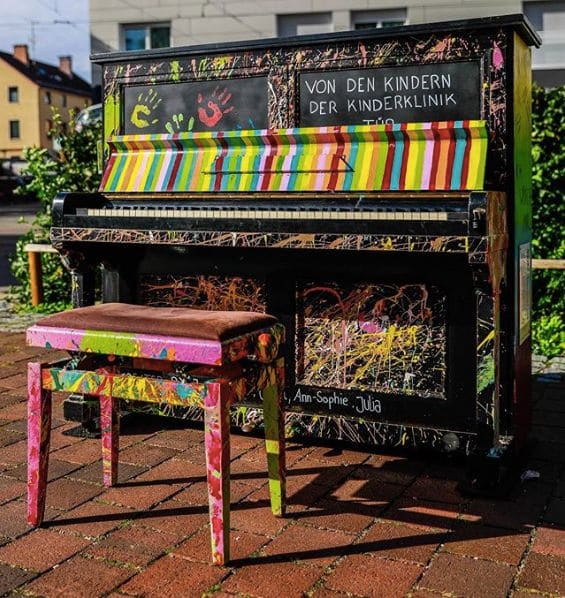 Public piano in Augsburg, Bavaria, Germany