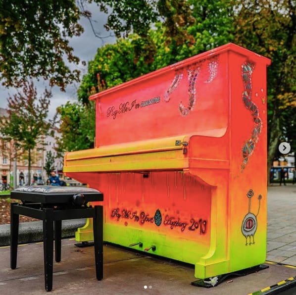 Public piano in Augsburg, Bavaria, Germany