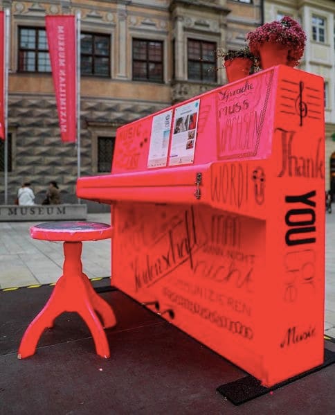 Public piano in Augsburg, Bavaria, Germany