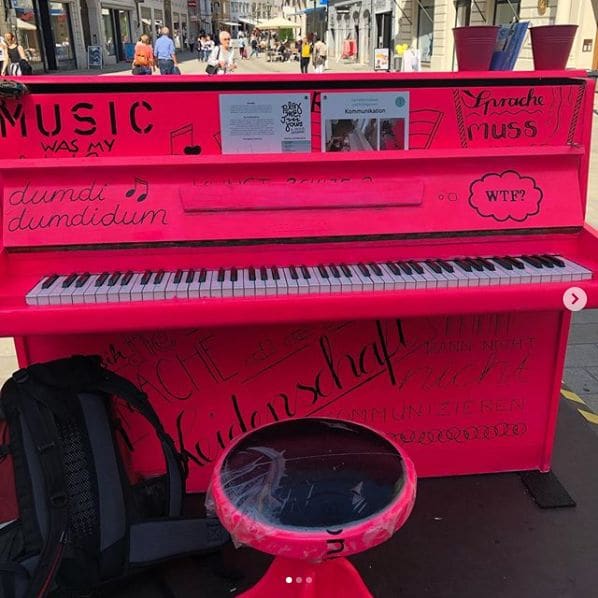 Public piano in Augsburg, Bavaria, Germany