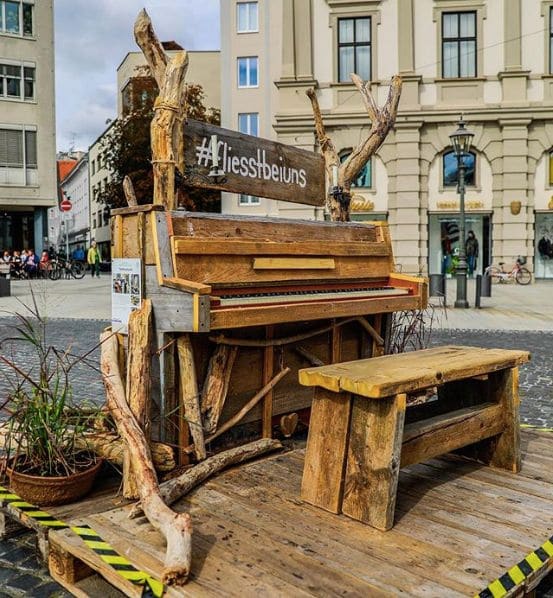 Public piano in Augsburg, Bavaria, Germany