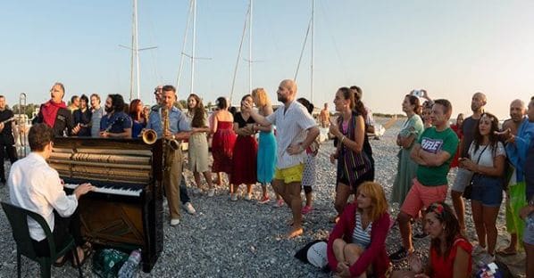 Public piano in Matera, Basilicata, Italy